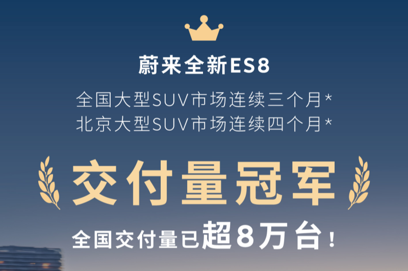 蔚来全新ES8领跑北京大型SUV市场，指标季专属“早鸟权益”